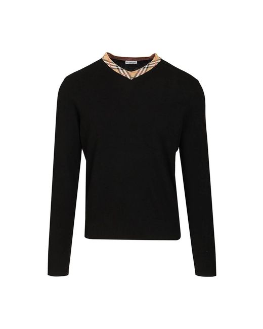 Burberry Black V-Neck Knitwear for men