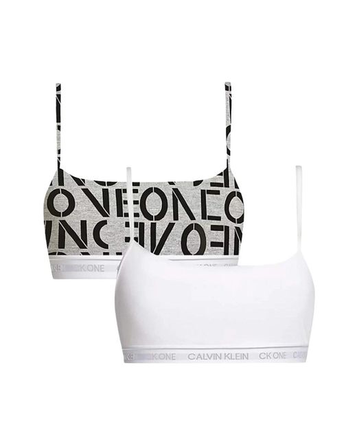Calvin Klein Ondergoed ,Veelkleurig ,Katoen One 2-Pack Unlined Bralette in het White