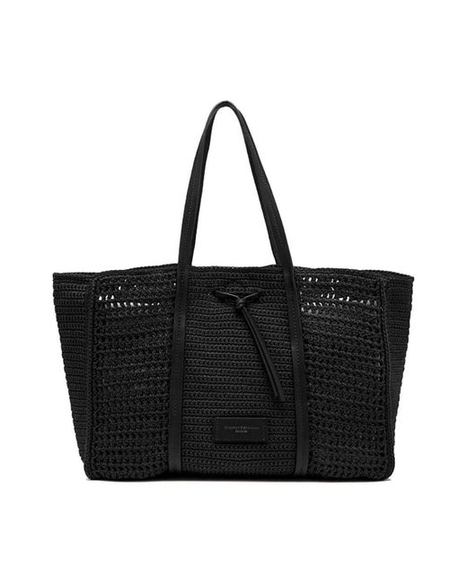 Gianni Chiarini Black Gehäkelte Einkaufstasche Schwarz Leder