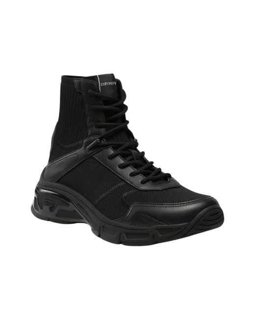 Emporio Armani Black Lace-Up Boots for men