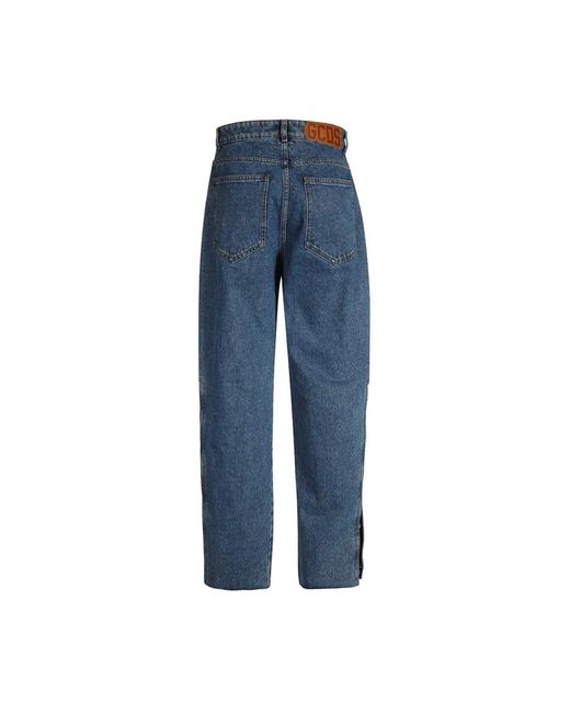 Gcds Jeans ,Blauw ,Katoen Wijde Jeans Met Zijsplitten in het Blue