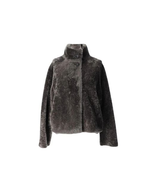 Arma Jassen ,Grijs ,Faux Fur Leather Jacket in het Black
