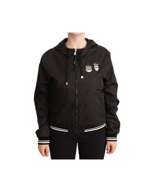 Dolce & Gabbana Mantel Dolce Gabbana Jas Met Capuchon King En Queen Patch in het Black