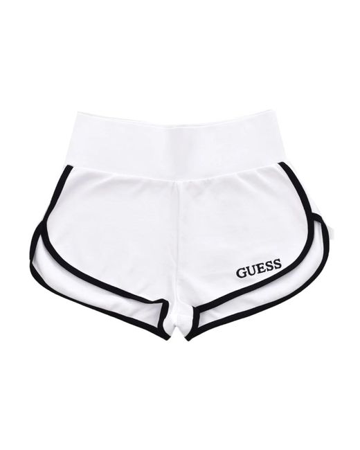 Mini shorts con logo bordado - blanco Guess de color White