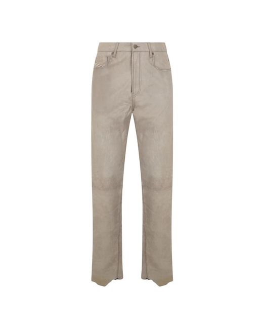 DIESEL Gray Leather Trousers for men