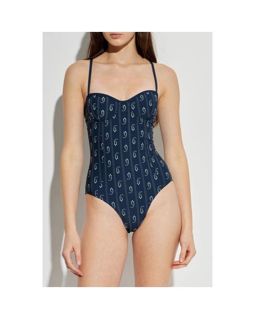 Tory Burch Badmode ,Blauw ,Nylon Balconette Badpak in het Blue