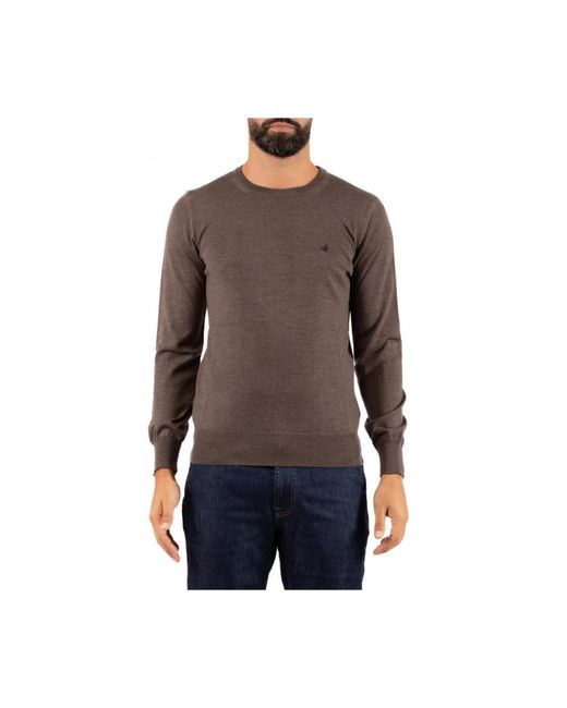 Round-Neck Knitwear di Brooksfield in Brown da Uomo
