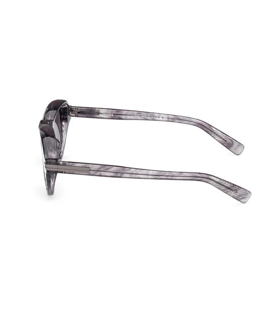 Zegna Gray Geometric Bold Rounded Sunglasses