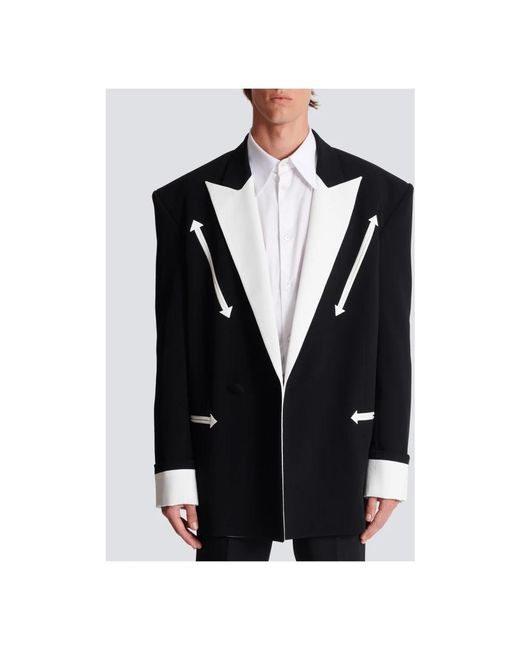 Balmain Jassen ,Zwart ,Leer Westerse Crepe Blazer in het Black voor heren