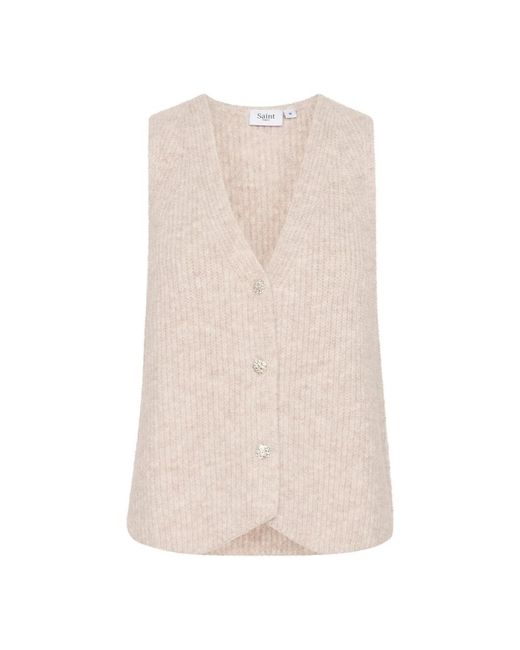 Saint Tropez Jassen ,Grijs ,Wol Xenyasz Vest Strik in het Natural