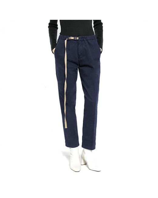 White Sand Blue Slim-Fit Trousers