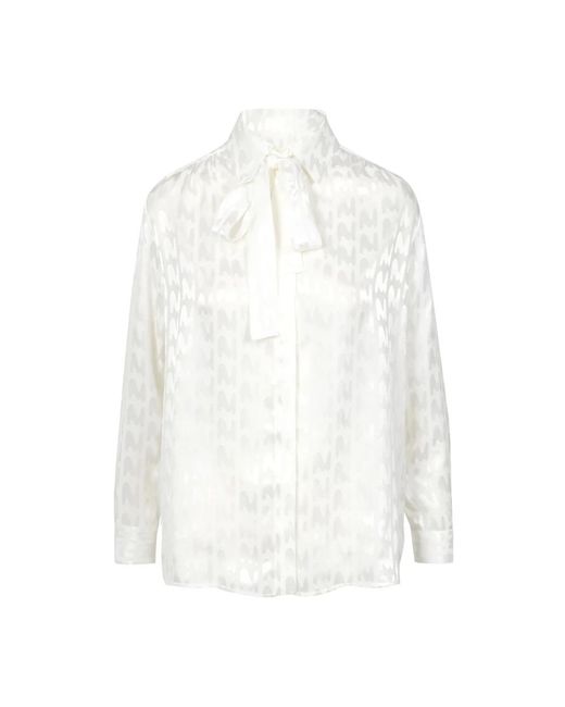 MSGM Overhemden ,Wit ,Satijn The Mwave Jacquard Satijnen Overhemd in het White