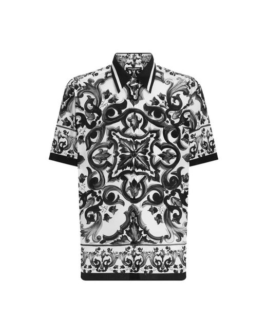 Dolce & Gabbana Black Majolica Print Silk Shirt for men