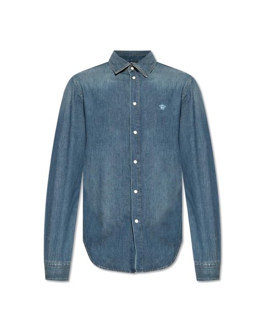 Versace Overhemden ,Blauw ,Denim Denim Overhemd in het Blue voor heren