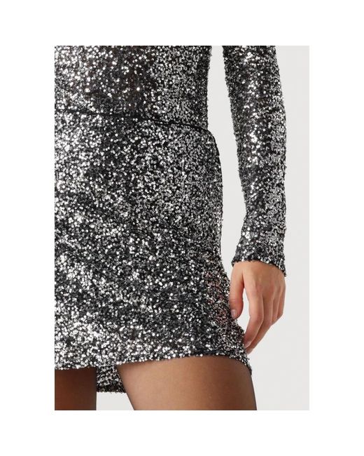 Modström Rokken ,Grijs ,Polyester Zilveren Glitter Mini Rok in het Gray