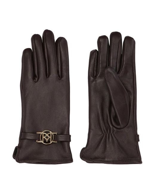 Kazar Accessoires ,Bruin ,Leer Bruine Leren Handschoenen Met Monogram in het Black