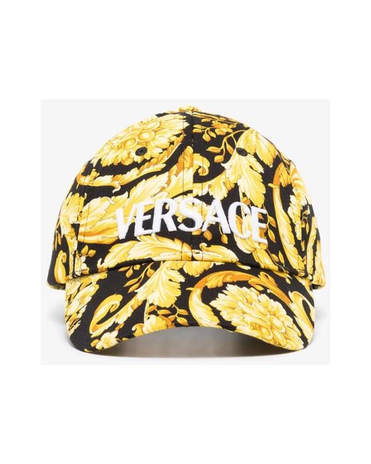 Versace Barocco muster baseball cap in Yellow für Herren