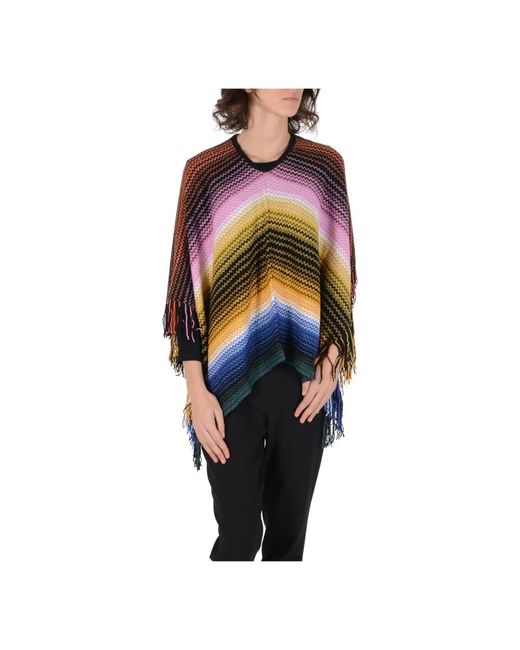 Missoni Jassen ,Veelkleurig ,Wol Wol Poncho in het Multicolor