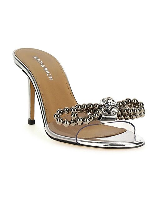 Mach & Mach White Heeled Mules