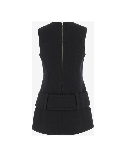 Patou Kleedjes ,Zwart ,Wol Zwarte Wollen Mini Jurk Met Riem in het Black