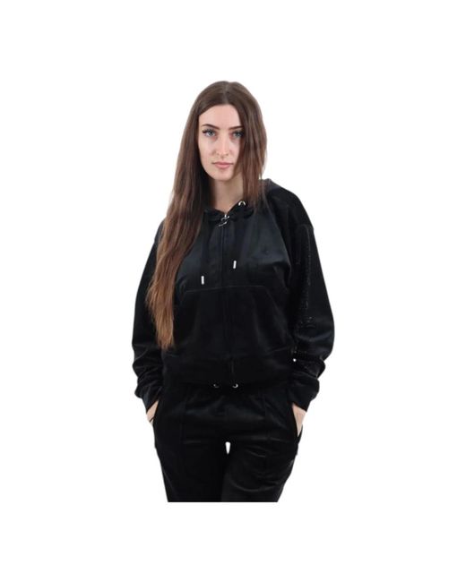 Juicy Couture Hoodies & Sweatvesten ,Zwart ,Polyester Sweatshirt Met Ritssluiting in het Black