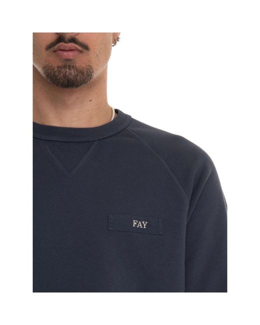 Fay Logo brust sweatshirt einfarbig stone washed in Blue für Herren