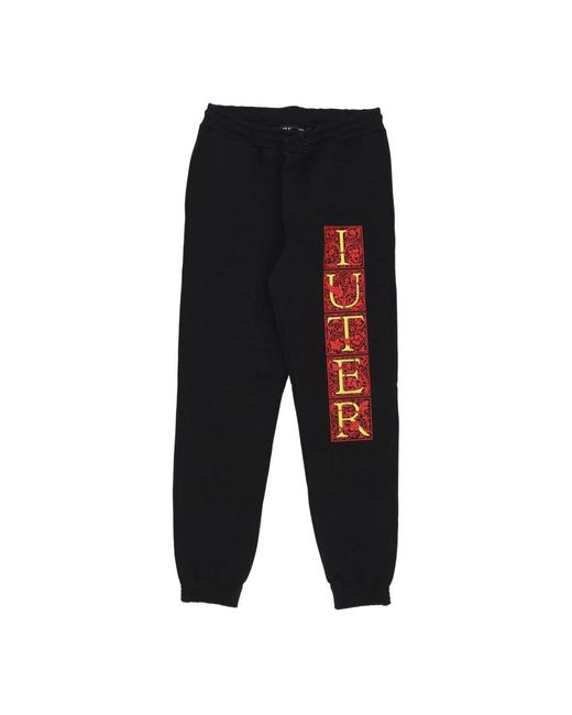 Iuter Broeken ,Zwart ,Katoen Zwarte Fleece Trainingsbroek Stijlvolle Sweatpant in het Black voor heren
