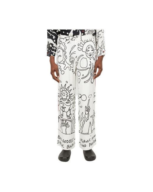 Honey Fucking Dijon White Straight Trousers for men