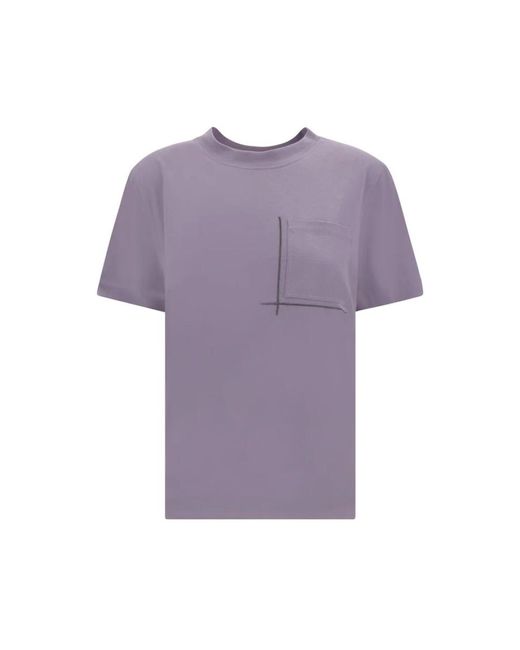 Brunello Cucinelli Purple T-Shirt Mit Schmucksteinen