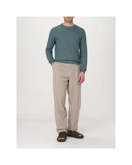 Emporio Armani Blue Round-Neck Knitwear for men