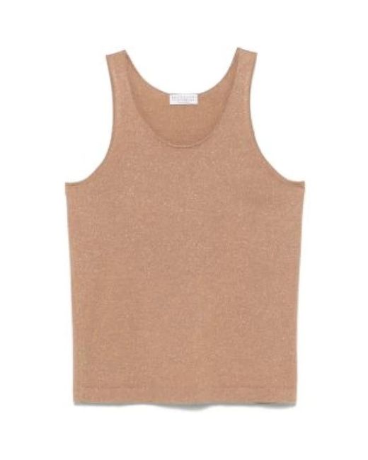 Brunello Cucinelli Natural Sleeveless Tops