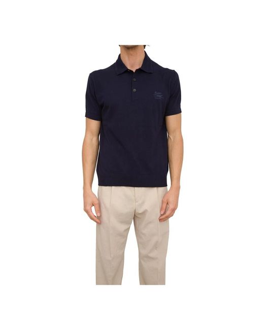 Etro Tops ,Blauw ,Katoen Gebreide Polo Shirt in het Blue voor heren