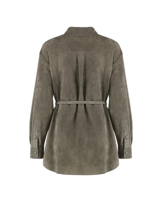 Fendi Overhemden ,Groen ,Suède Suède Overhemd in het Gray