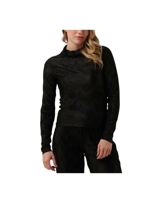 Another Label Tops ,Zwart ,Katoen Charlot Long Sleeve Top in het Black