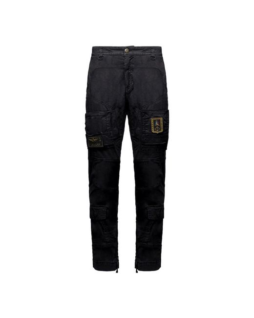 Aeronautica Militare Black Slim-Fit Trousers for men