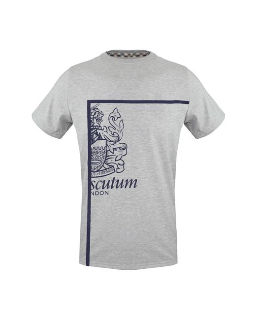 Aquascutum Logo detail baumwoll t-shirt einfarbig in Gray für Herren