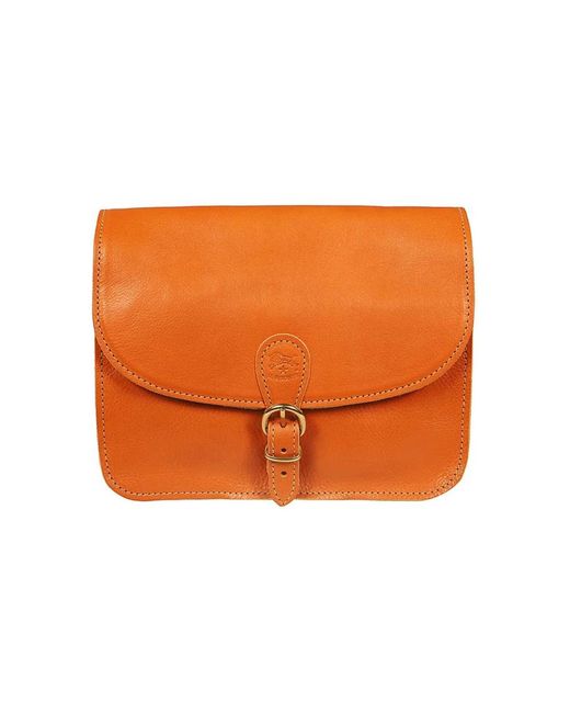 Il Bisonte Orange Stilvolle Leder-Crossbody-Tasche