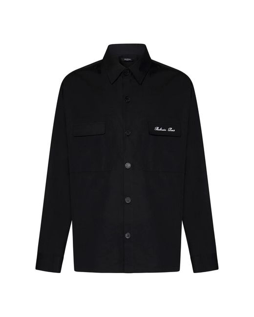 Balmain Overshirt mit Logo -Stickerei in Black für Herren