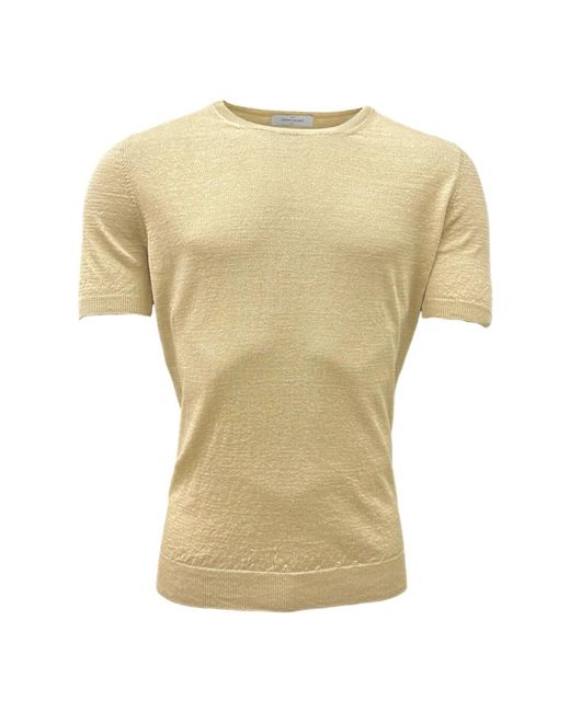 Gran Sasso Leinen t-shirt, rundhals, sand in Yellow für Herren