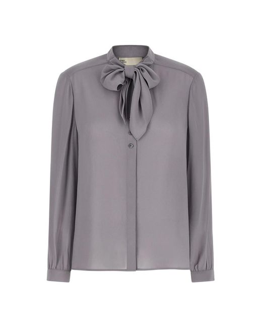 Tory Burch Overhemden ,Grijs ,Georgette Blouse Met Strik in het Gray