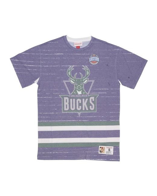 Mitchell & Ness Tops ,Veelkleurig ,Katoen Nba Jumbotron 3.0 Tee Multi/Wit in het Blue voor heren
