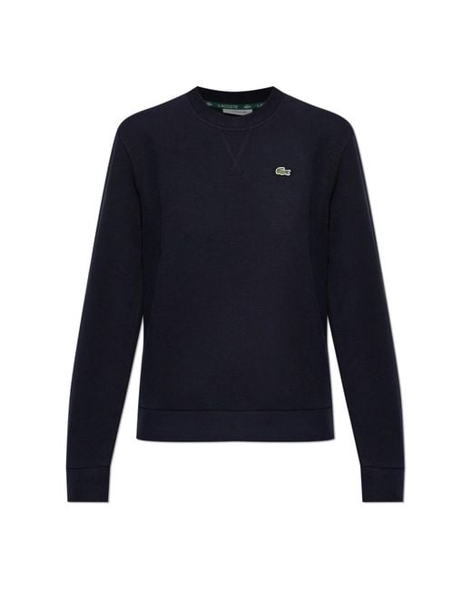 Lacoste Hoodies & Sweatvesten ,Blauw ,Katoen Relaxed Fit Piqué Sweatshirt Met Ronde Hals in het Blue