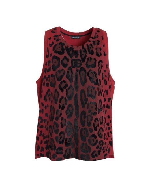 Dolce & Gabbana Leopard print tank top in Red für Herren