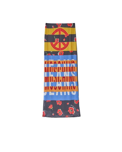 Moschino Rokken ,Veelkleurig ,Tule Tule Lange Rok Met Seizoensprint in het Blue