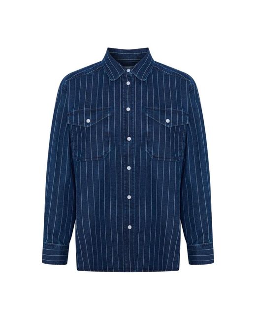 Part Two Overhemden ,Blauw ,Denim Donker Denim Gestreept Shirt in het Blue