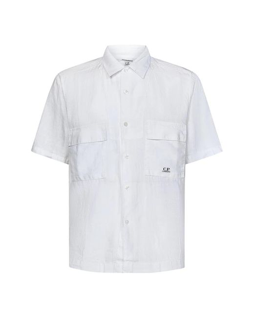 C P Company White Short Sleeve Shirts for men