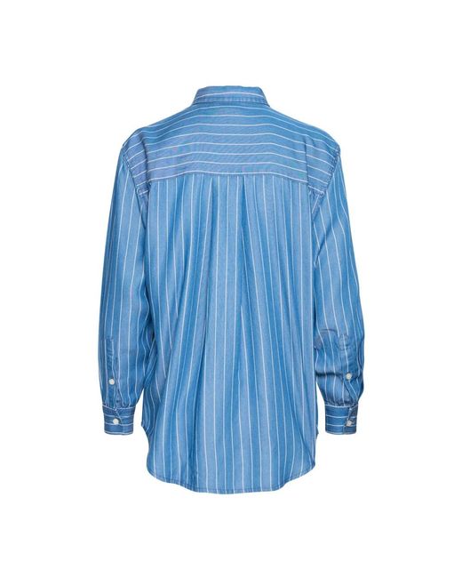 Ichi Overhemden ,Blauw ,Blauwe Gestreepte Overhemdblouse in het Blue