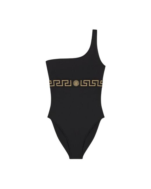 Versace Badmode ,Zwart ,Zwart Zee Kleding Met Handtekening Details in het Black