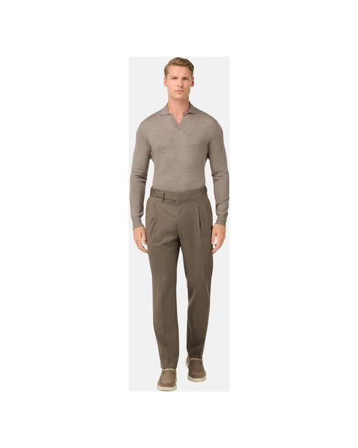Boggi Gestricktes Poloshirt Aus Wolle, Seide Und Kaschmir in Gray für Herren