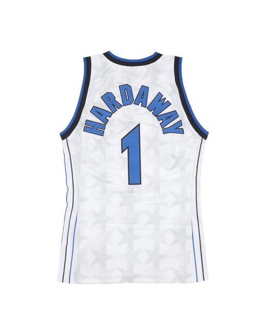 Mitchell & Ness Fitness ,Wit ,Polyester Orlando Magic Basketbal Tanktop in het Blue voor heren